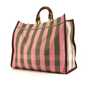 Fendi Pink/Khaki Sunshine Shopper Tote